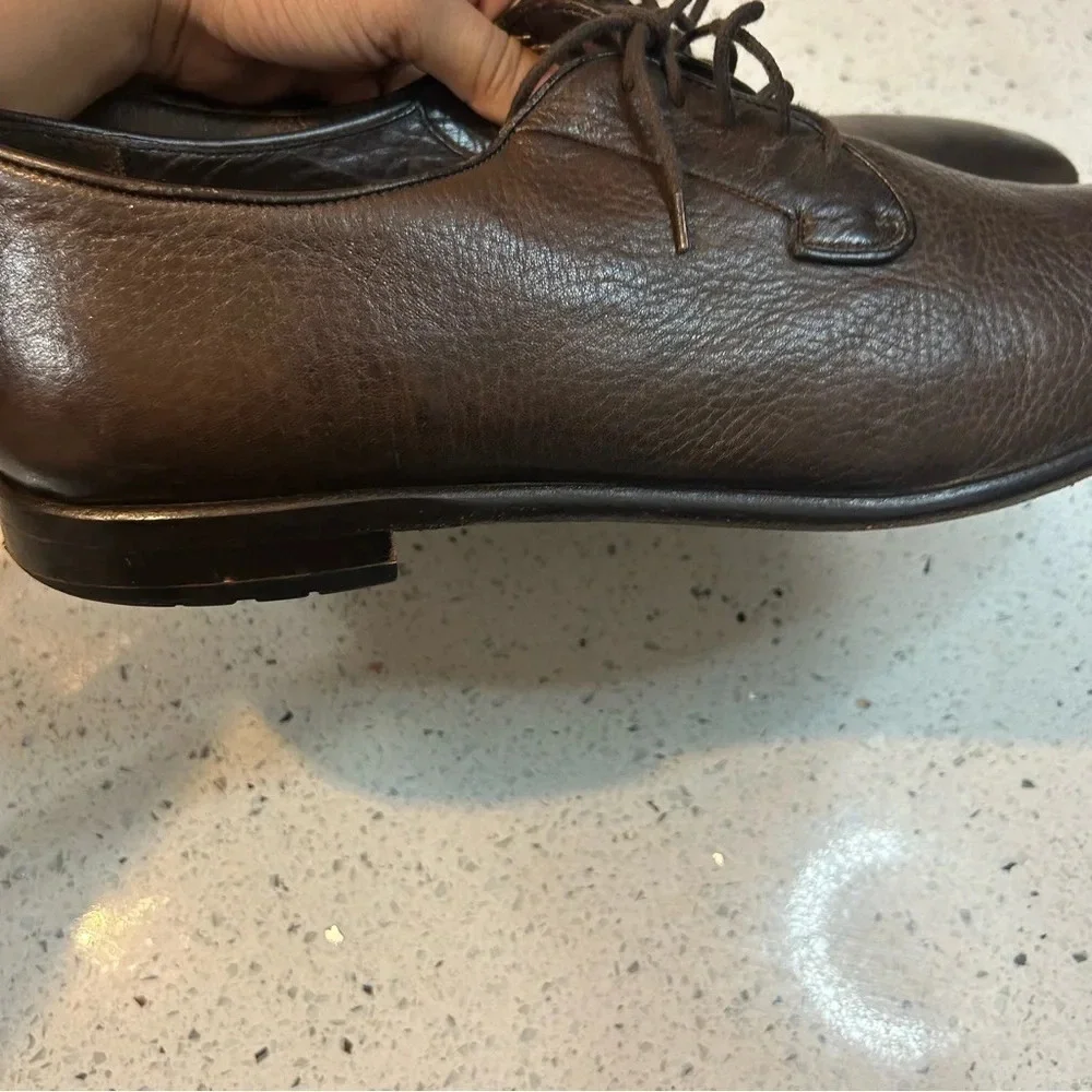 M. Gemi Brown Pebbled Leather Derby Oxford Dress Shoe​​​